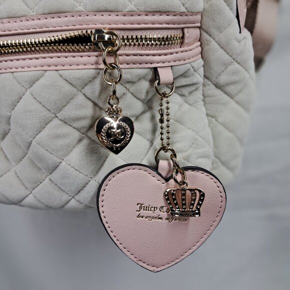 Juicy Couture Royal Moment Pink Cream Soft Velvet Backpack Purse Bag - Picture 4 of 16